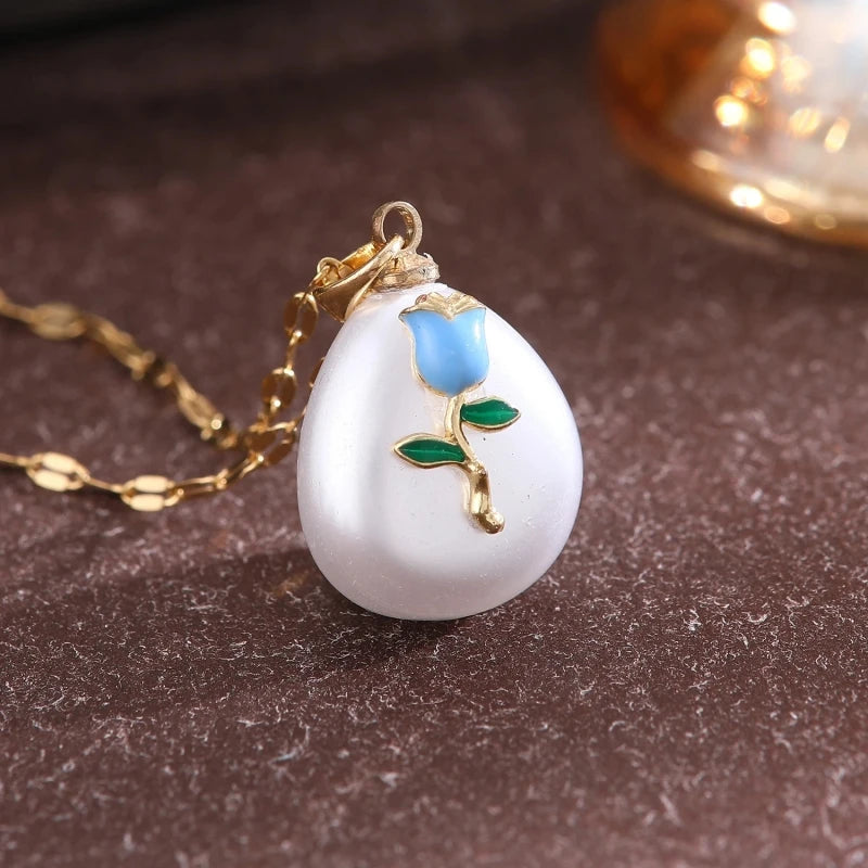 Pearl Pendant Necklace | Stainless Steel Clavicle Chain Women Pendant Necklace Nixie