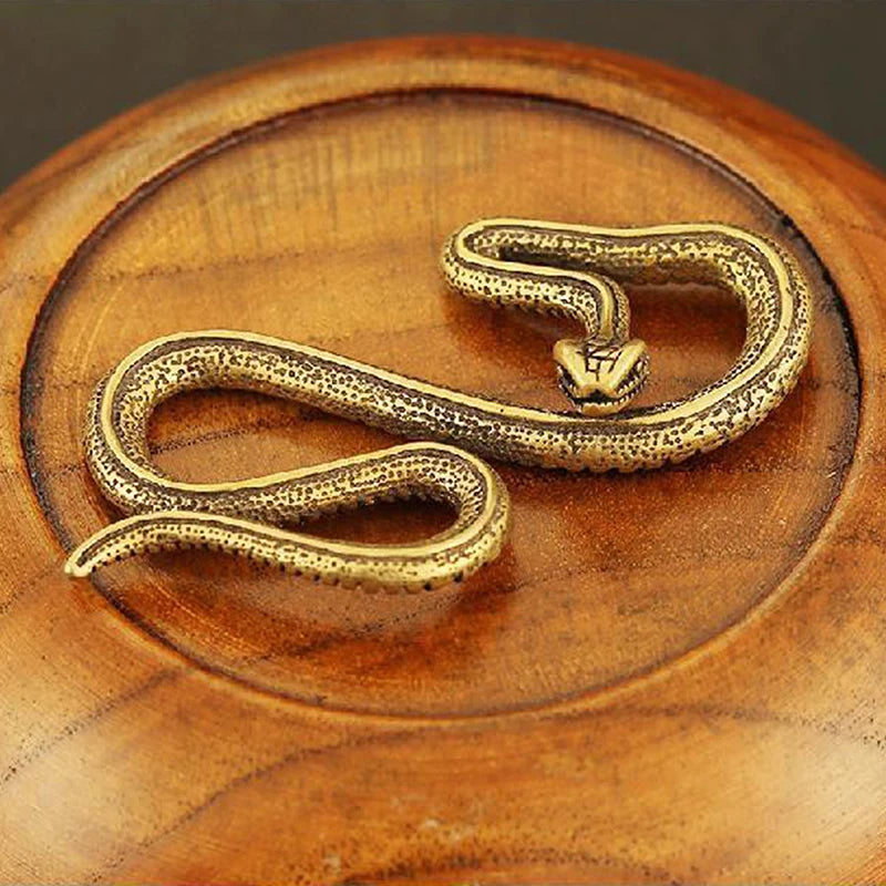 Copper Brass Mini Snake Figurine Antique Bronze Ornament Decorative Figurine Nixie