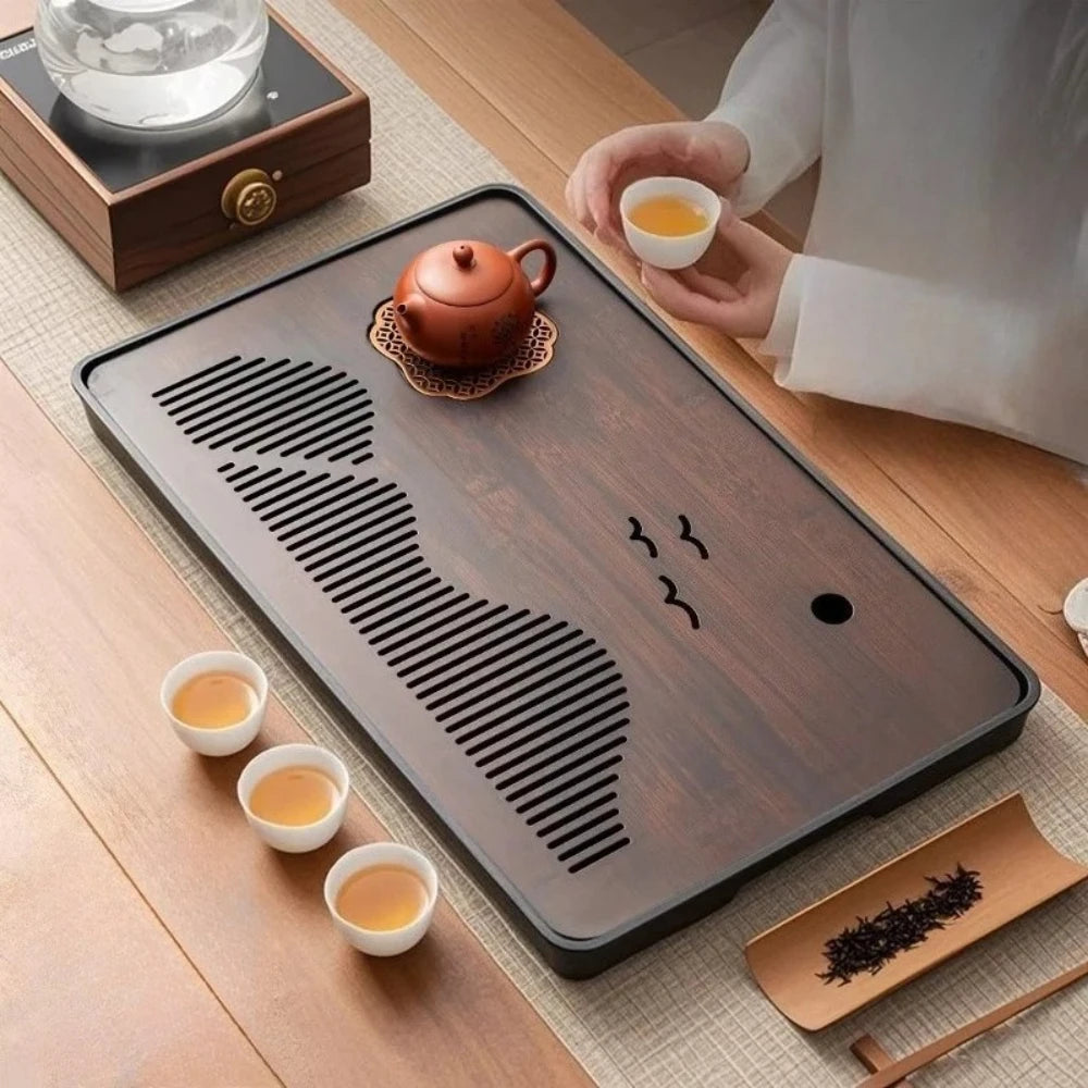 Bamboo Gongfu Tea Tray with Drainage & Water Storage Tea Ceremony Tray Nixie