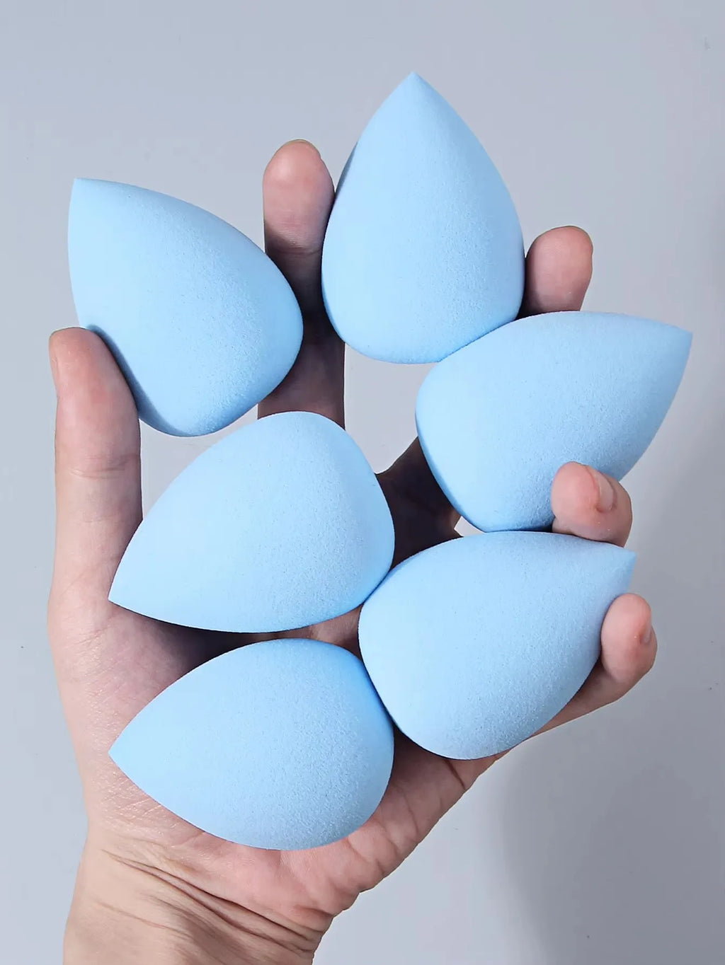 Blue Teardrop Makeup Puff Set – 6 Pc Non-Latex Sponges Makeup Sponge Set Nixie