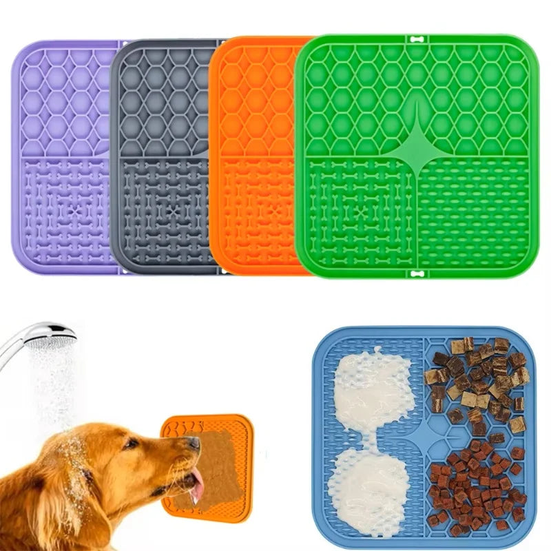 Slow Feeder Lick Mat for Dogs – Suction Silicone Pad