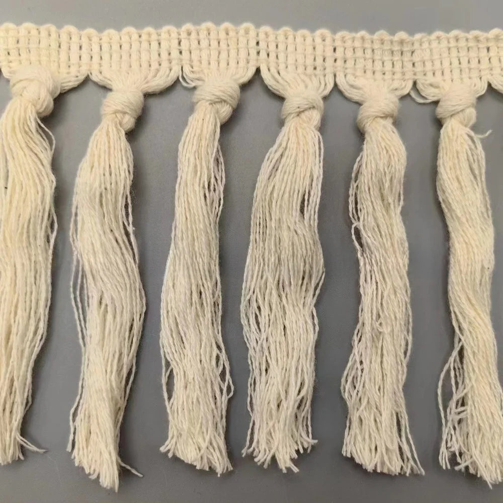 Boho Cotton Tassel Trim Ribbon 11cm Macrame Fringe – 1 Yard Tassel Fringe Trim Nixie