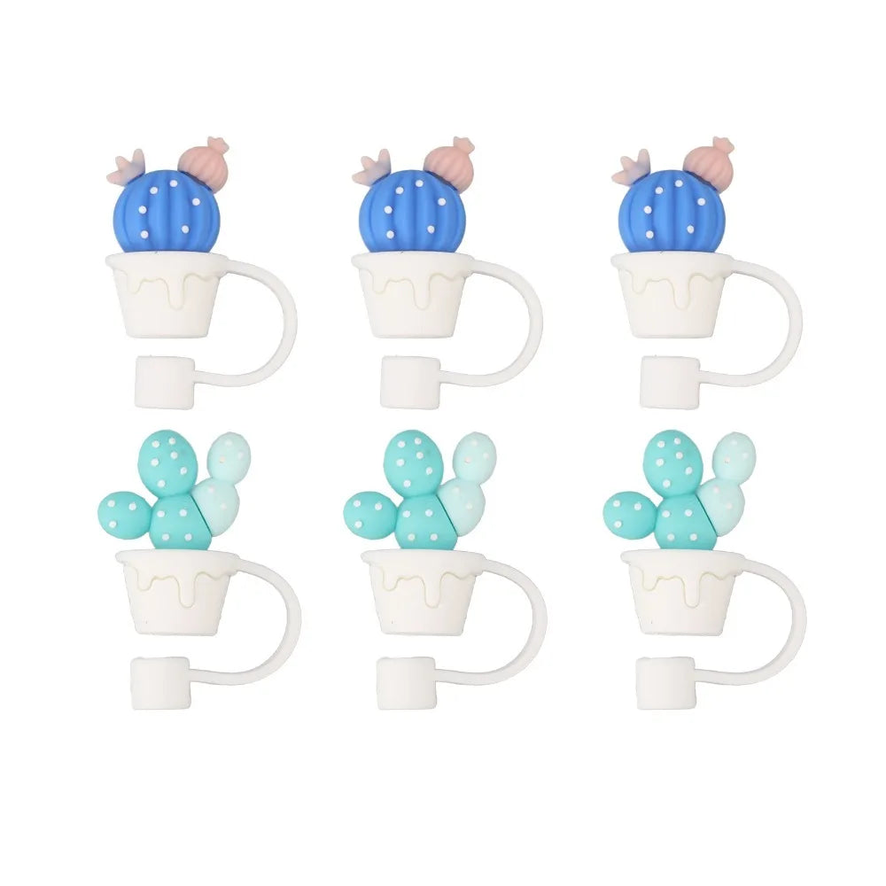 6-Pack Cartoon Silicone Straw Cover Caps – Reusable 10mm Tips
