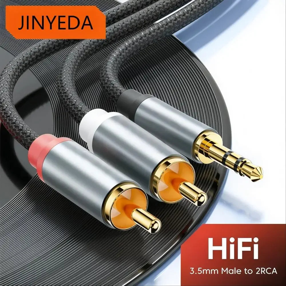 3.5mm to Dual RCA Male Splitter Audio Cable – TV, PC & Theater Audio Splitter Cable Nixie