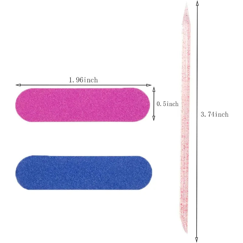 50PCS Double Sided Mini Nail Files & Cuticle Sticks Manicure Kit Nail File Set Nixie