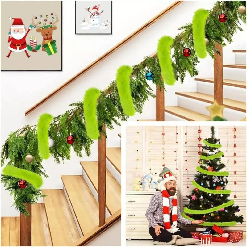 Lime Green & White Faux Fur Christmas Garland 1.97x7FT Christmas Garland Nixie