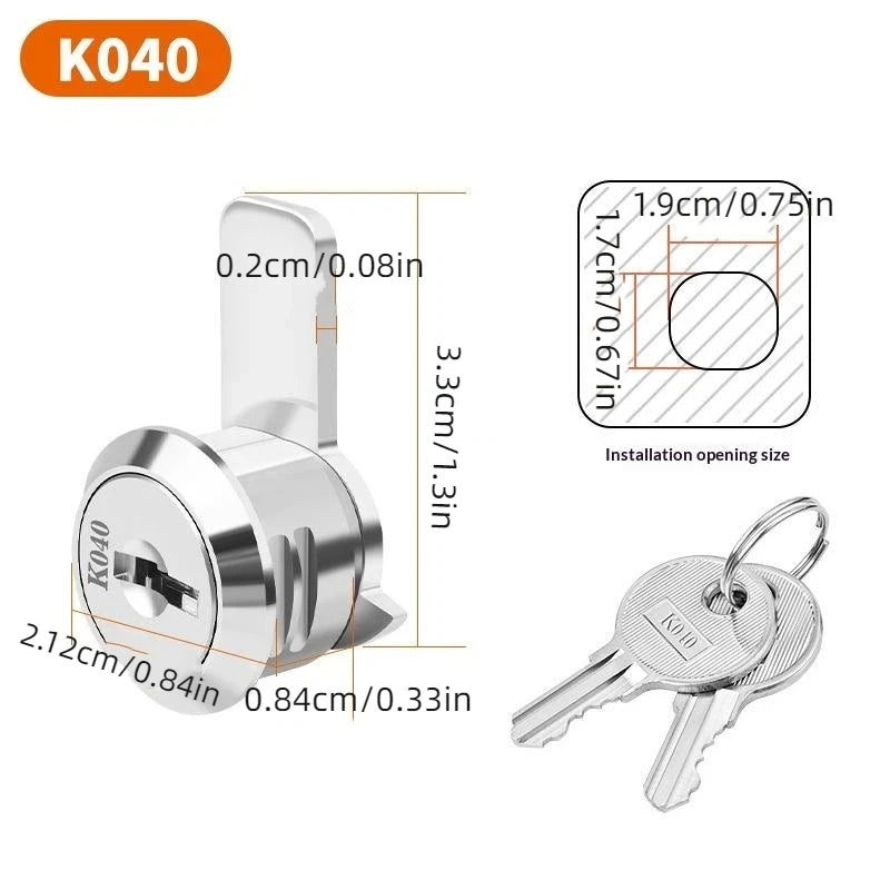 Zinc Alloy Drawer Lock with 2 Keys – Cabinet & Locker