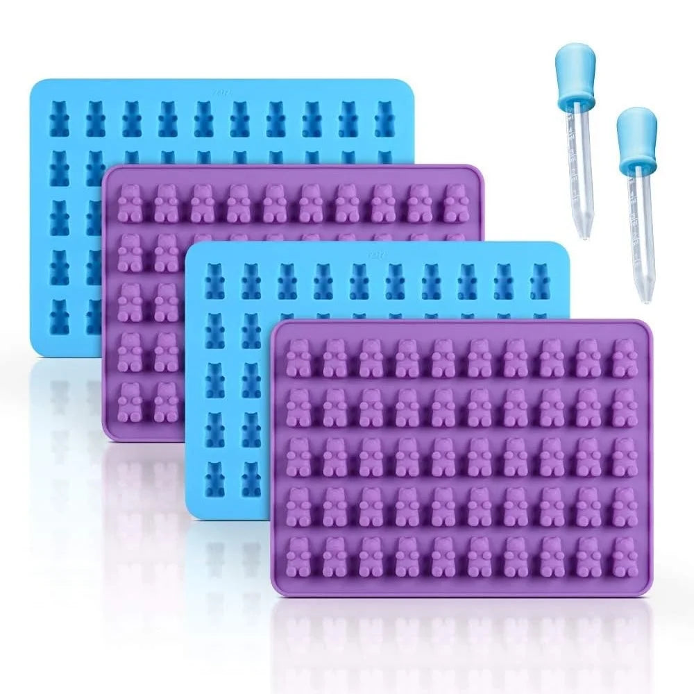 Mini Silicone Candy Molds with Dropper – Gummy Bear & Chocolate Silicone Baking Molds Nixie Bear 6-piece set