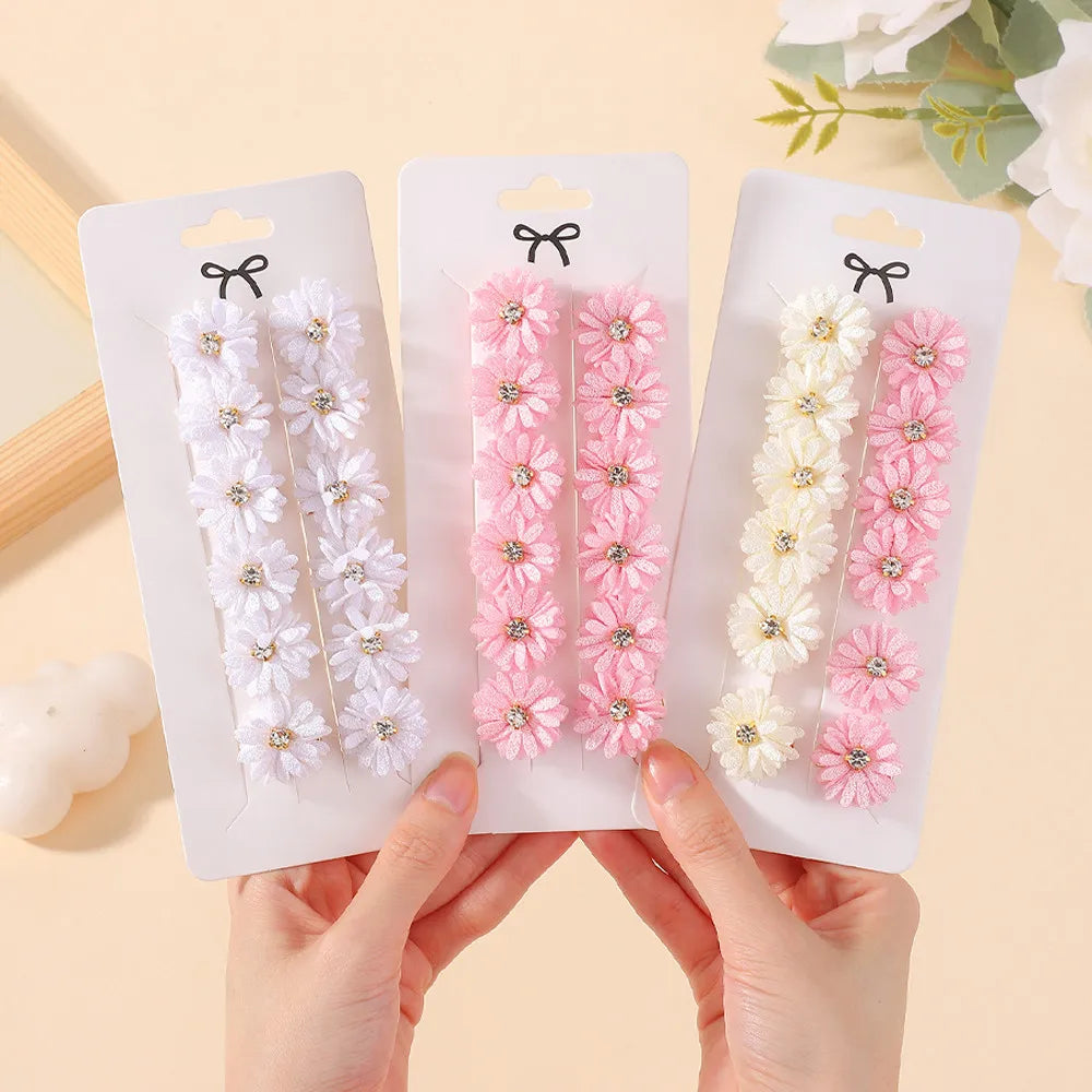 12Pcs Girls Flower Hair Clips Set with Rhinestones for Kids Kids Hair Clips Nixie