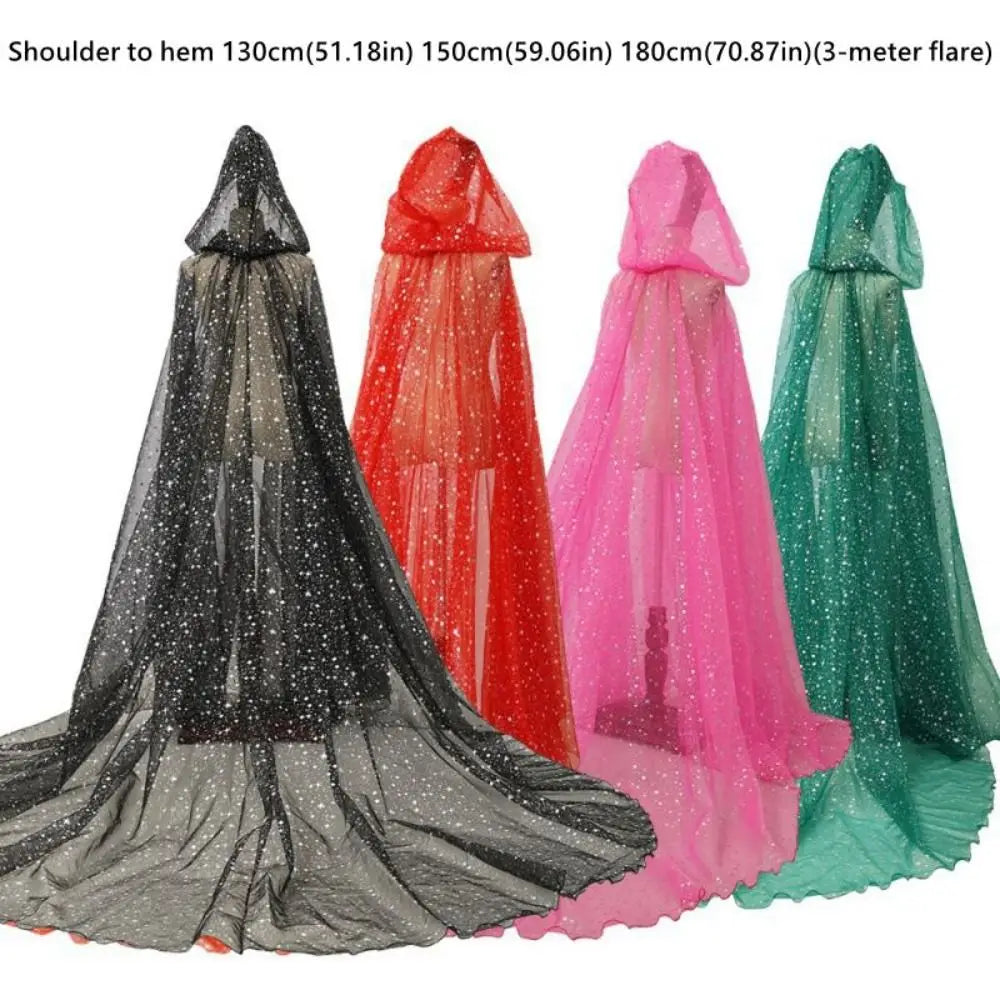 Glitter Halloween Hooded Cloak – Lace-Up Cosplay Cape Halloween Costume Cape Nixie