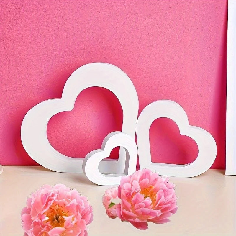 3Pcs White Heart Shaped PVC Decorations – Minimalist Décor Home Decoration Set Nixie
