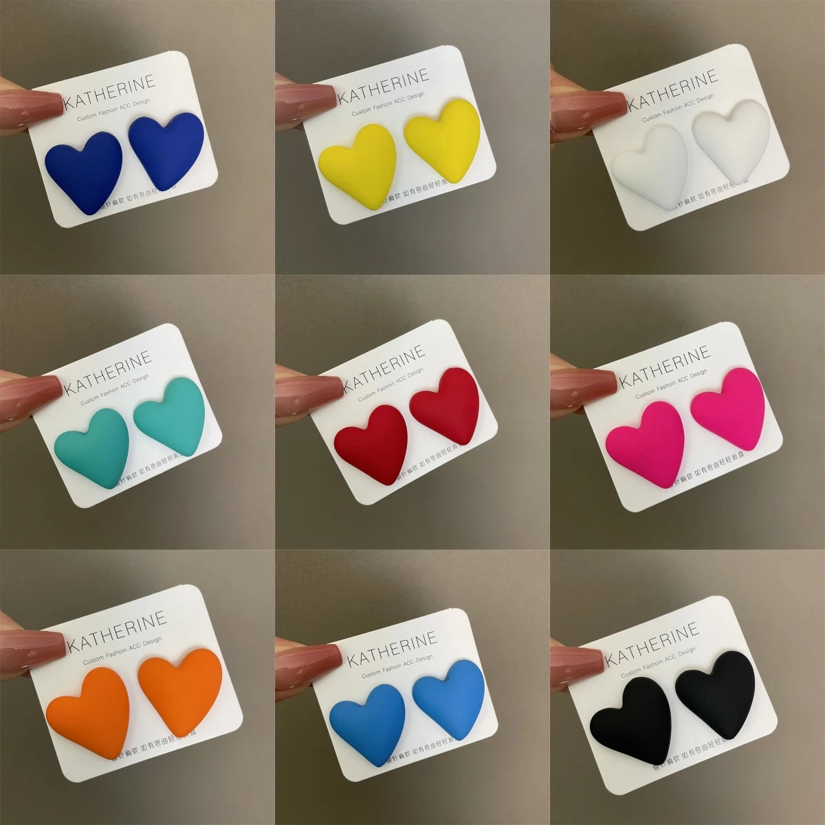 Matte Heart Stud Earrings – Candy Color Acrylic for Women Stud Earrings Nixie