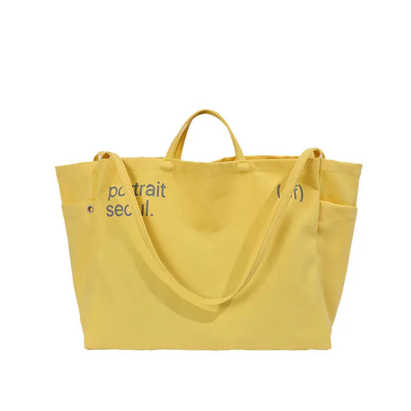 Women's Canvas Tote Bag – Letter Print Large Shoulder Bag Canvas Tote Bag Nixie