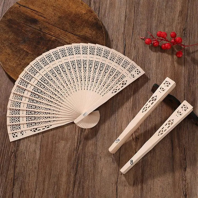 Hollow-Carved Wood Folding Fan – Wedding Favor & Home Décor Decorative Folding Fan Nixie