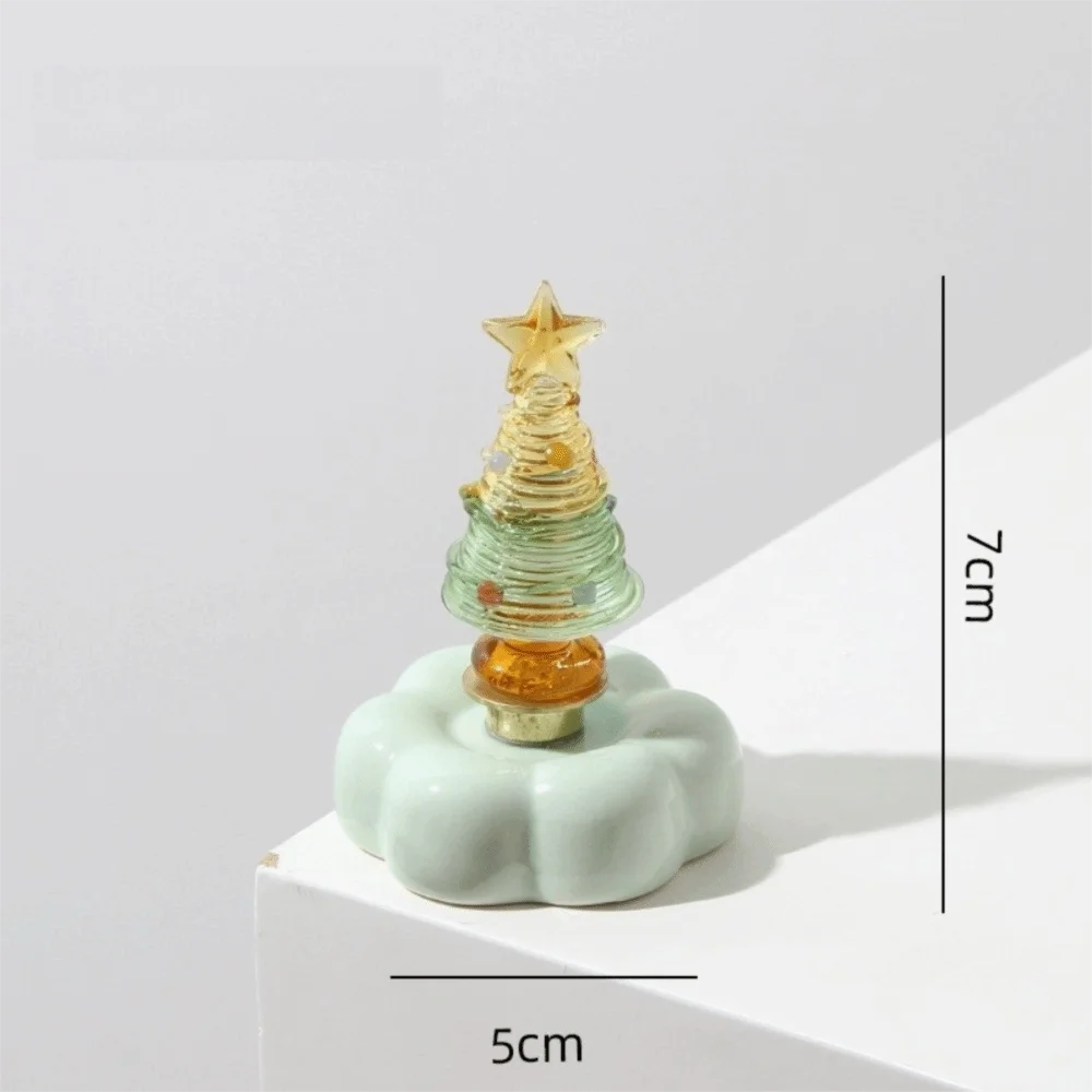 Glass Christmas Tree Figurine with Rotating Display Base