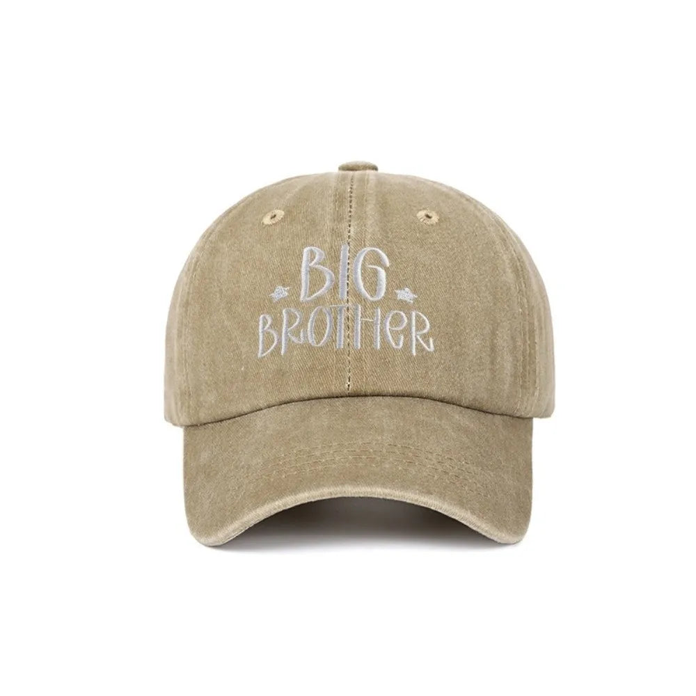 Big Brother Big Sister Baseball Cap – Washed Cotton Sibling Hat Kids Baseball Cap Nixie Khaki Big Brother