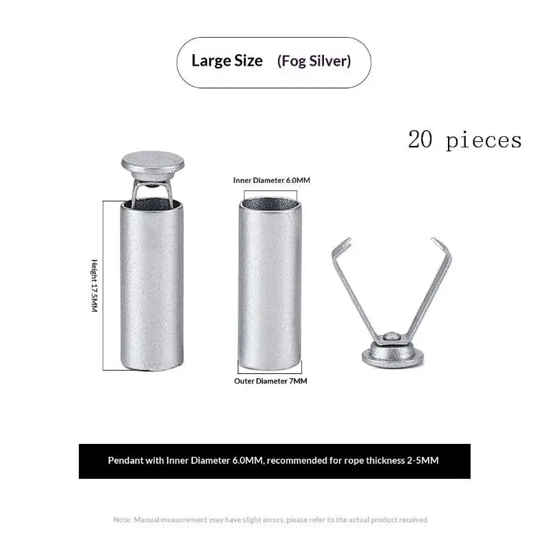 20Pcs Metal Cord End Stoppers for DIY Bags, Shoes & Lanyards Cord End Stoppers Nixie Frosted Silver X20