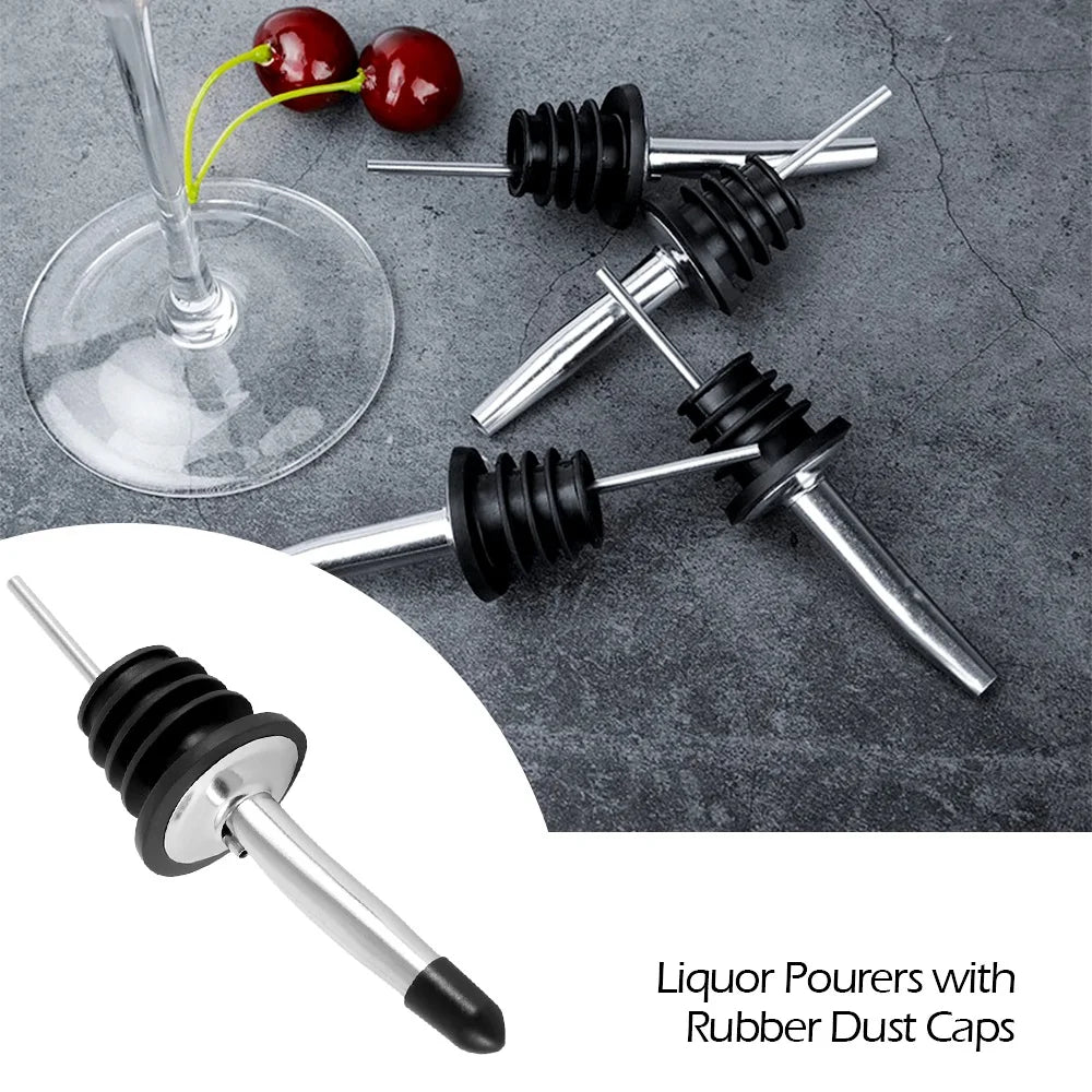 12-Pack Stainless Steel Bottle Pourers with Caps | Bar Spouts Bar Bottle Pourers Nixie