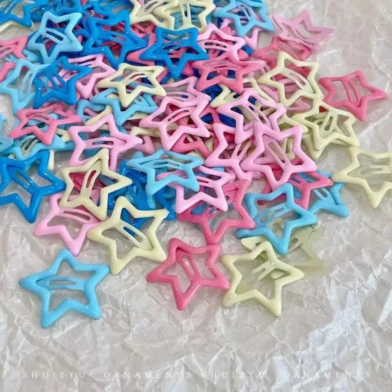 50pcs Kawaii Star Hair Clips Y2K Colorful Snap Barrettes Set Star Hair Clips Nixie
