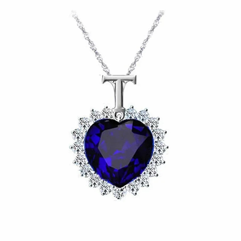Heart of the Ocean Blue Crystal Pendant Necklace | Titanic Pendant Necklace Nixie