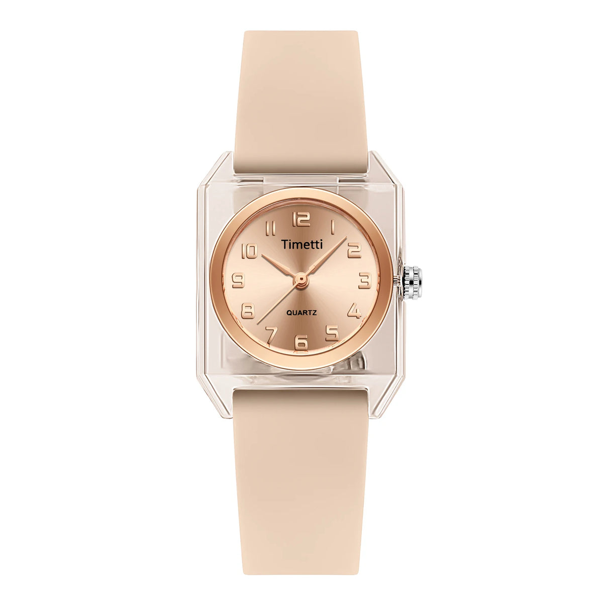 Timetti Women's Square Quartz Watch – Casual Silicone Strap