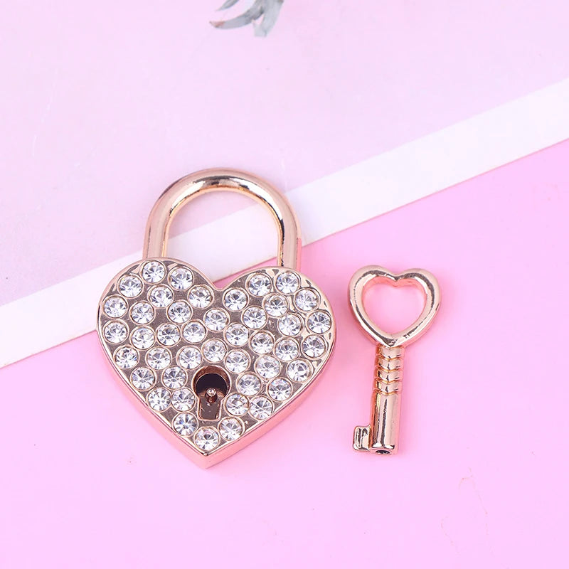 Heart Shaped Metal Keyed Padlock for Jewelry Box & Gifts Decorative Padlock Nixie Gold