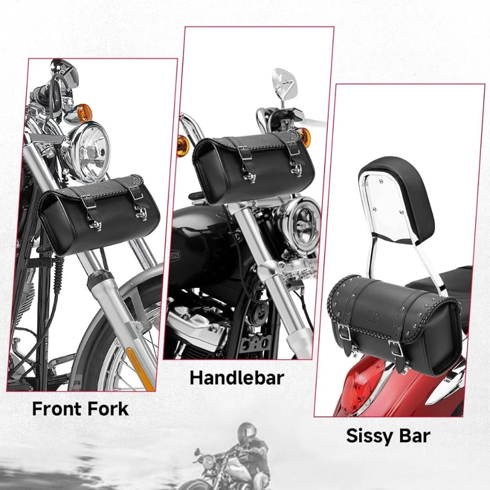 Motorcycle Fork Bag 4-5L PU Leather Waterproof Saddlebag Motorcycle Saddlebag Nixie