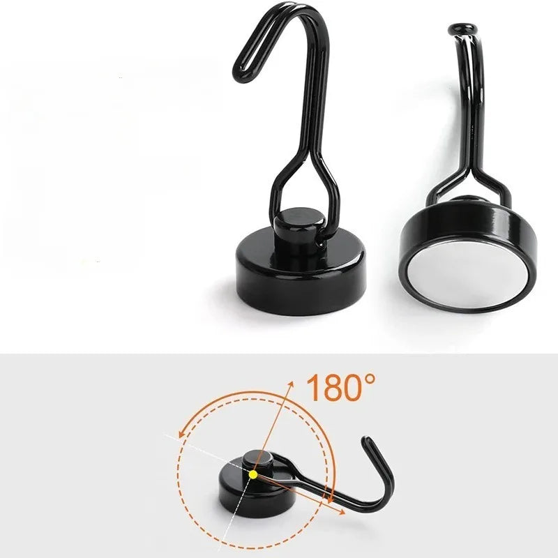 Heavy Duty Neodymium Magnetic Hooks – 8/12/16 Pack, Black Magnetic Storage Hooks Nixie