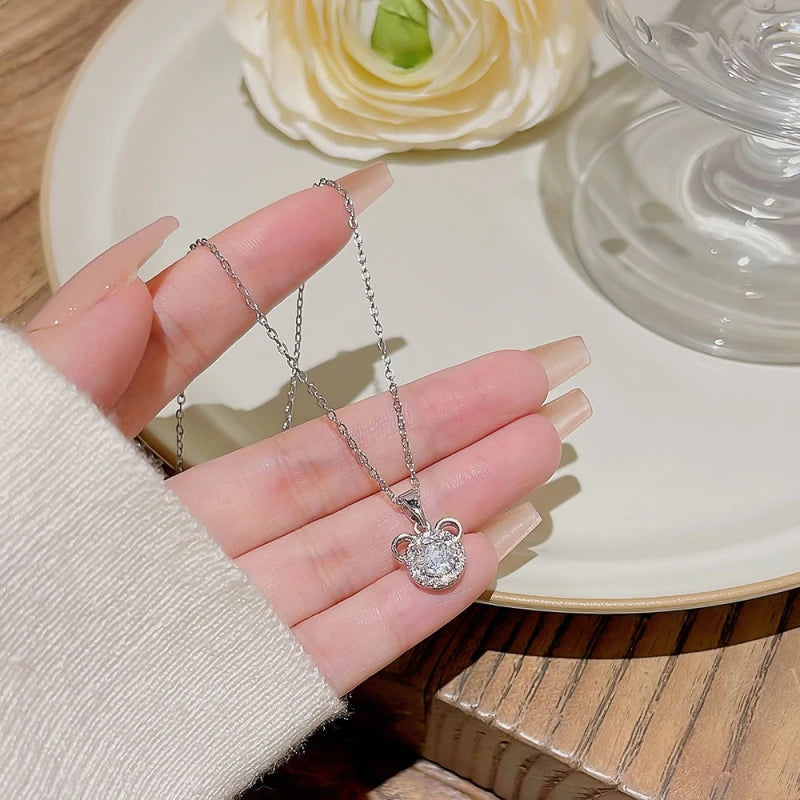 Diamond Bear Pendant Necklace – Stainless Steel | Nixie Pendant Necklace Nixie XL1974-3 40cm