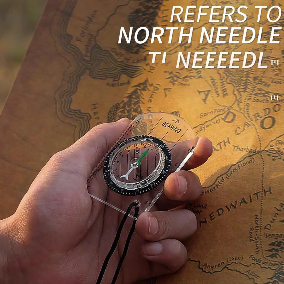 Mini Transparent Compass Map Ruler – Hiking Camping Navigation
