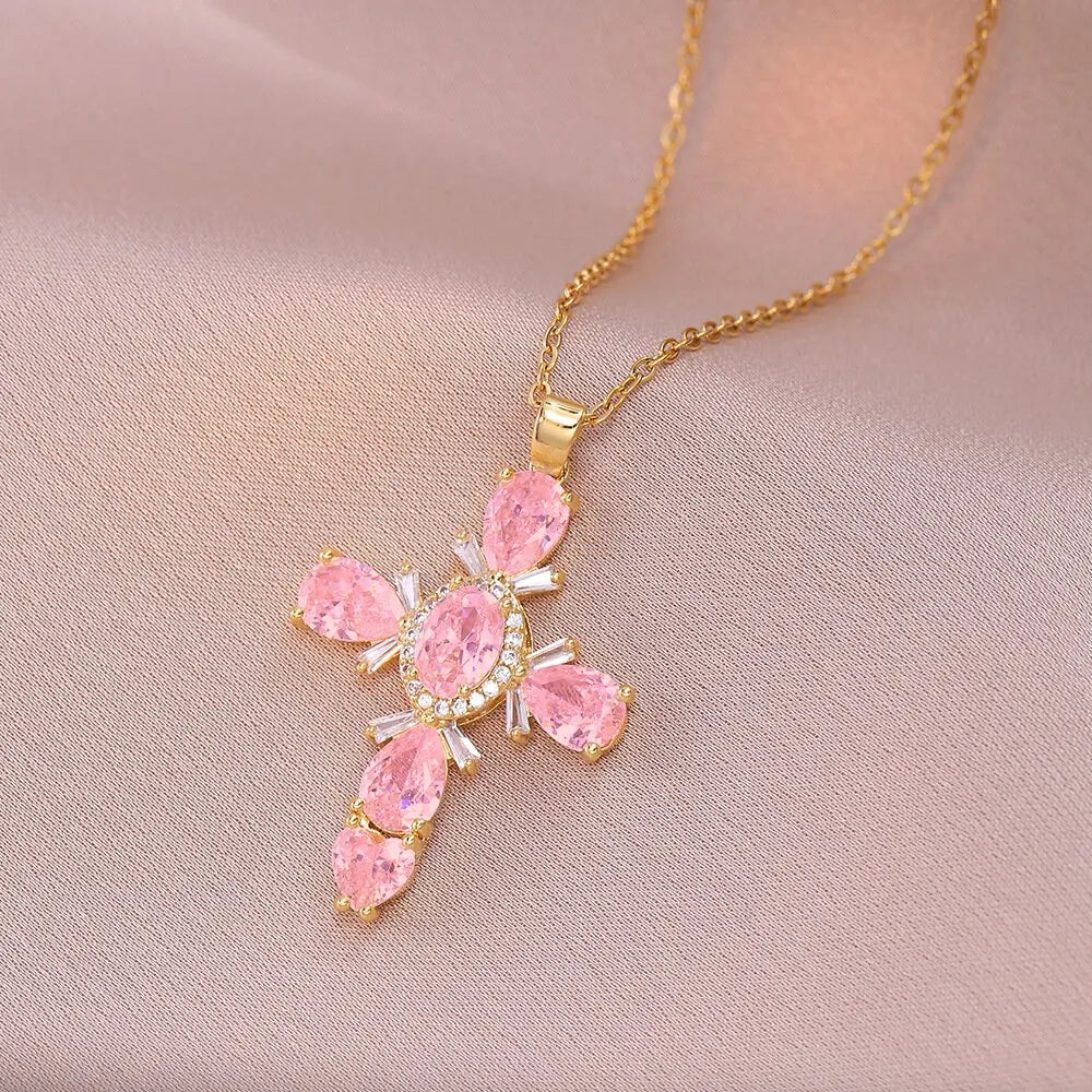Cross Pendant Necklace for Women – Copper & Stainless Steel Pendant Necklace Nixie XL2072-3