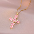 Cross Pendant Necklace for Women – Copper & Stainless Steel Pendant Necklace Nixie XL2072-3