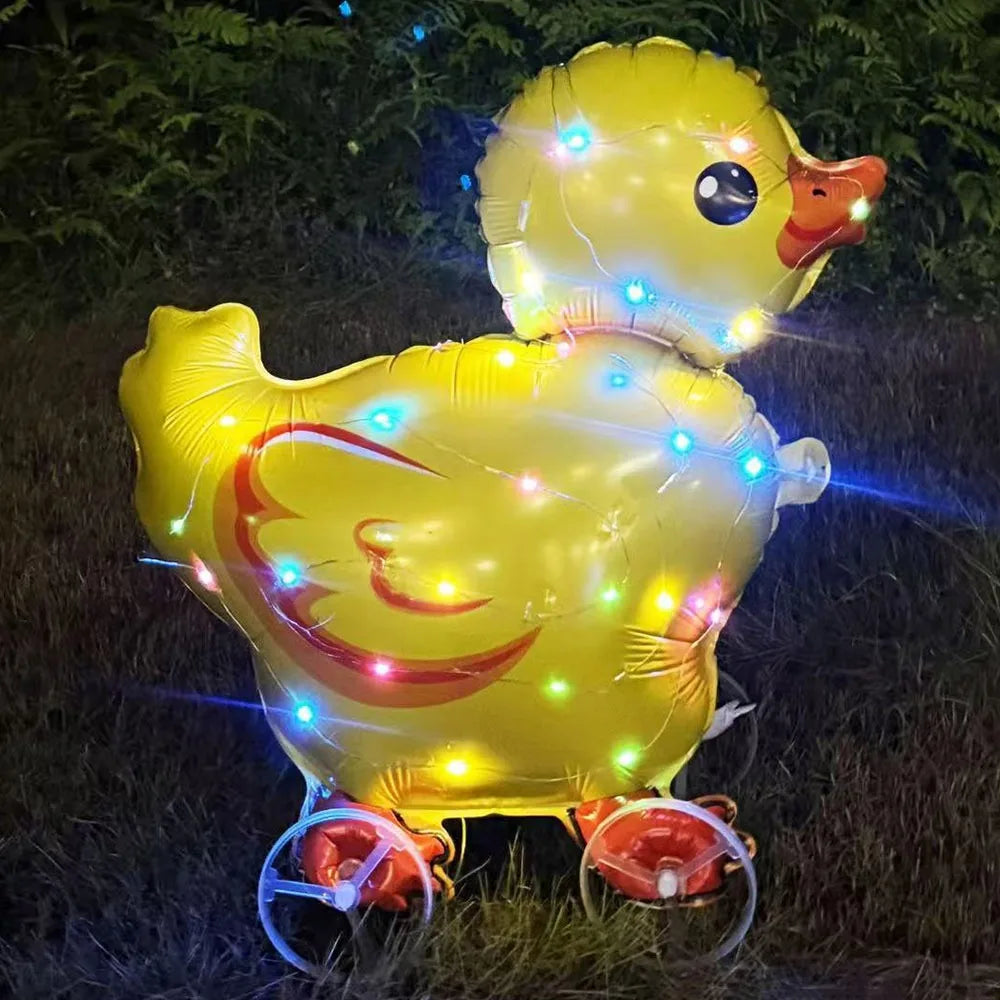 3D Luminous Cartoon Animal Balloon with Wheels & Light Party Balloon Nixie as show Yellow Duck