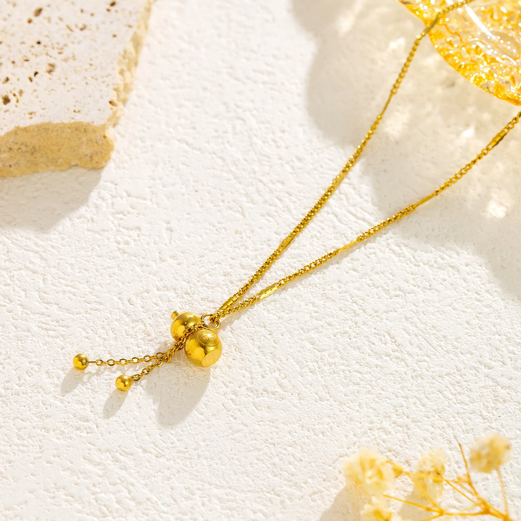 Gold Gourd Pendant Necklace – Stainless Steel Clavicle Chain Pendant Necklace Nixie