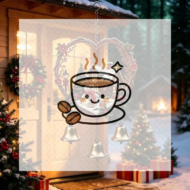 Christmas Wind Chime Acrylic Heart Ornament with 3 Bells Christmas Wind Chime Nixie