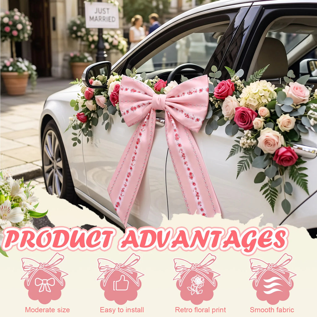 Large Pink Floral Bow Decoration – Party & Christmas Tree Topper Party Bow Decoration Nixie