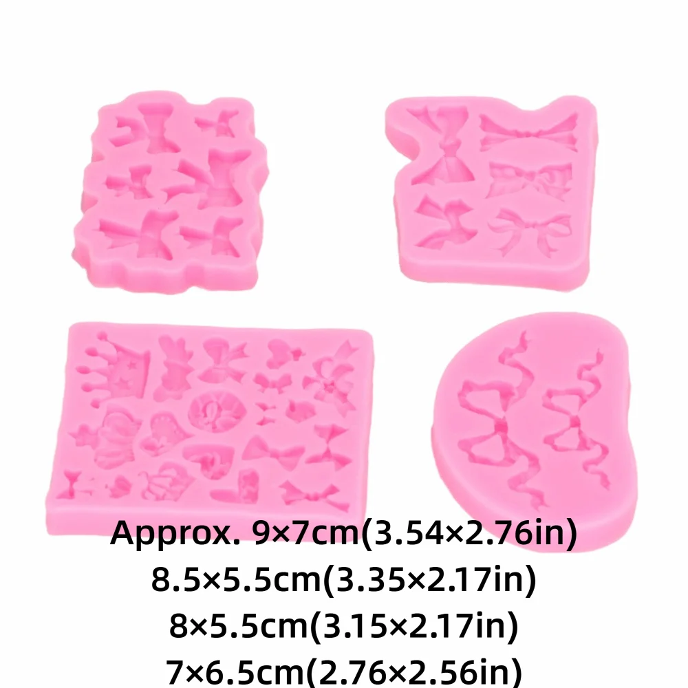 4pcs Bowknot Crown Silicone Baking Moulds – Nonstick Fondant Molds Silicone Baking Mould Nixie