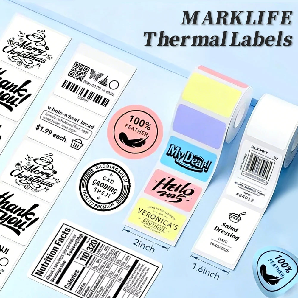 Marklife Thermal Label Rolls – Waterproof Self-Adhesive Stickers Thermal Label Roll Nixie