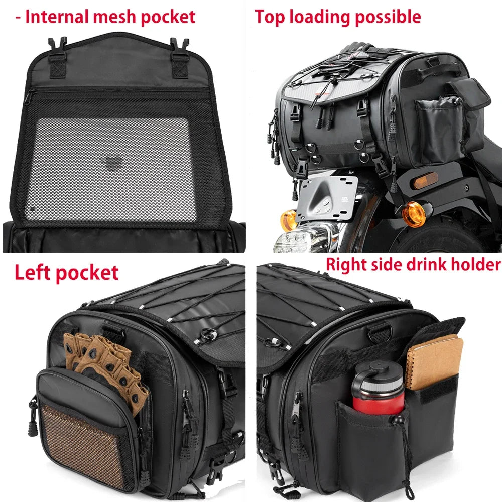 KEMITOUR Expandable Motorcycle Tail Bag – Waterproof PVC Pannier Motorcycle Tail Bag Nixie