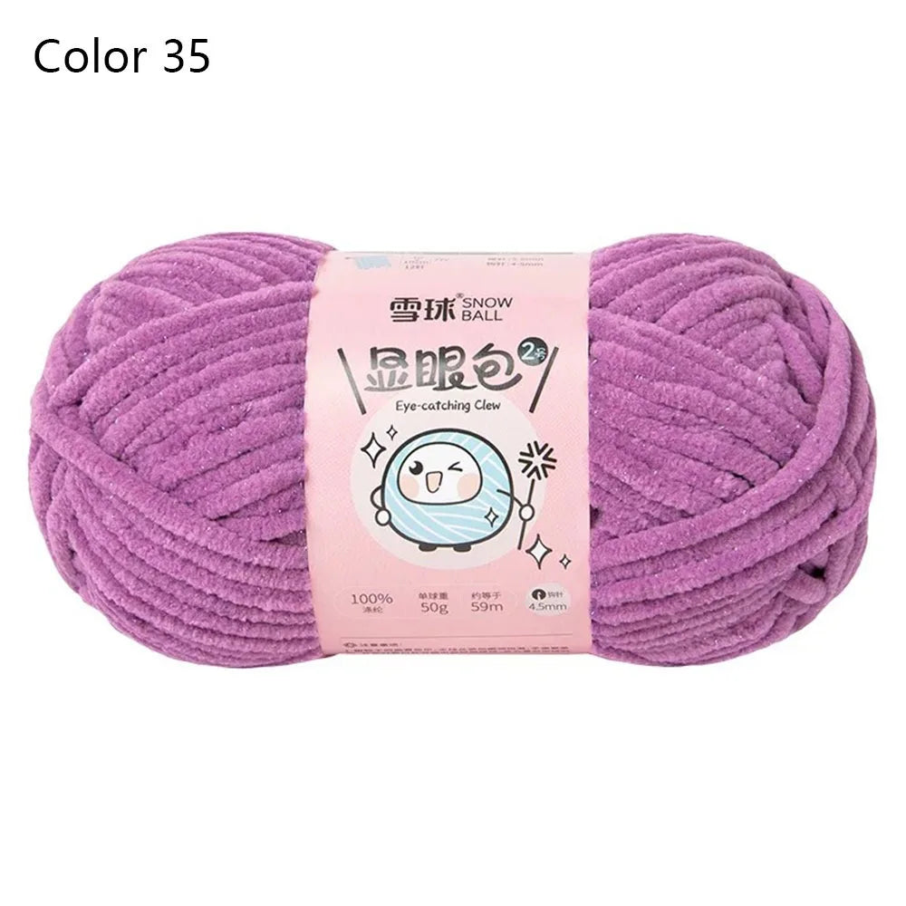 Soft Chenille Yarn 50g 59M 4.5mm – Shiny Chunky Knitting Yarn