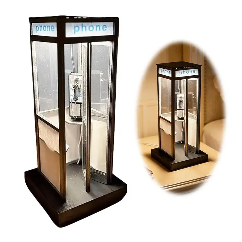 Retro British Phone Booth Table Lamp – Vintage LED Night Light Decorative Table Lamp Nixie Default Title