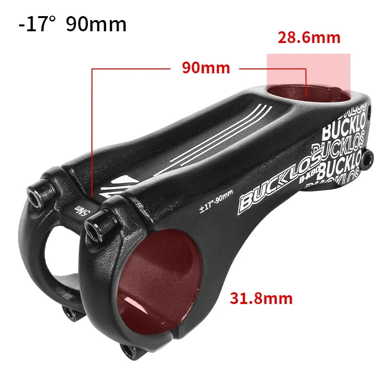 BUCKLOS 90mm -17° Negative MTB Bike Stem | Aluminum Alloy MTB Bike Stem Nixie White