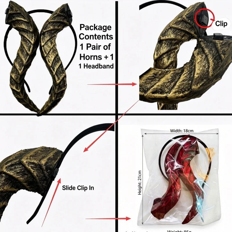 Retro Red Devil Horn Headband – Gothic Halloween Costume Costume Headband Nixie
