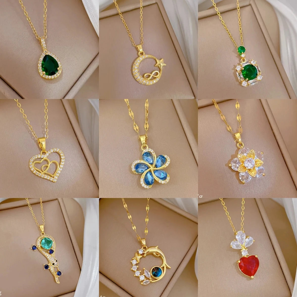 Micro-Set Zircon Pendant Necklace | Stainless Steel Choker Pendant Necklace Nixie
