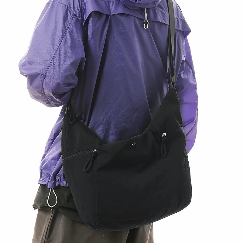 Large-Capacity Nylon Crossbody Shoulder Bag – Unisex Commuter Crossbody Shoulder Bag Nixie Black Large