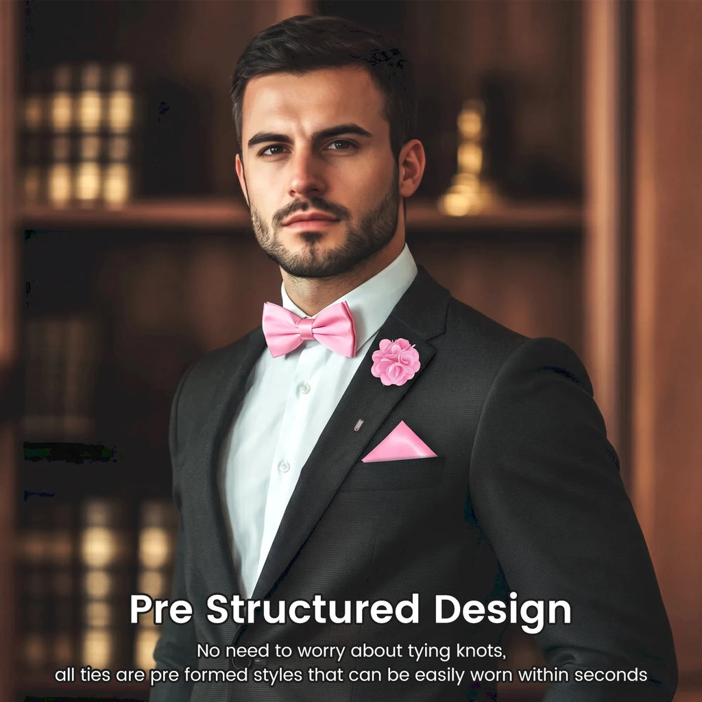 Men's 36-Piece Bow Tie Pocket Square & Boutonniere Set