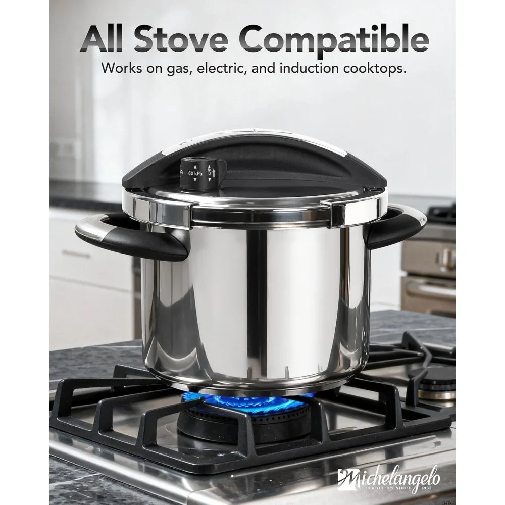MICHELANGELO Stainless Steel Pressure Cooker 3L 6L – Induction Ready Pressure Cooker Nixie