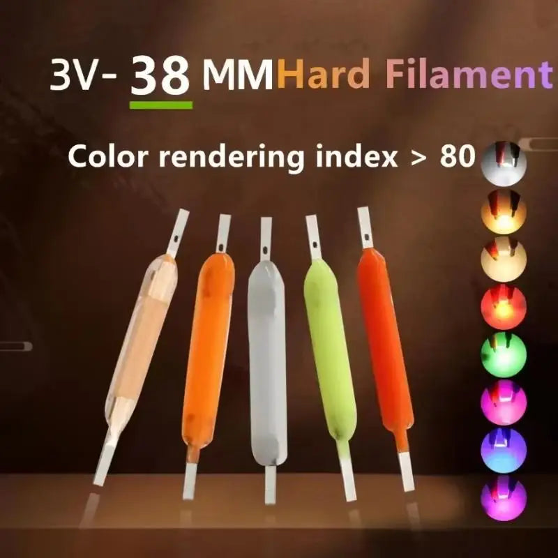 COB LED Ceramic Filament 3V 38mm Multicolor 10PCS – DIY Edison Bulb LED Lighting Filament Nixie