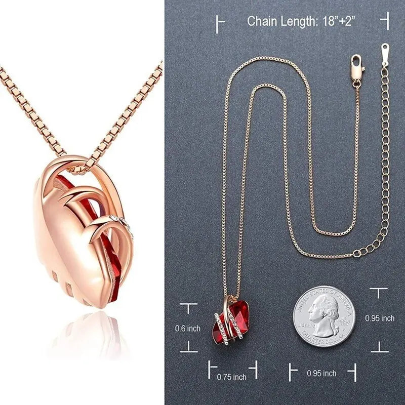 Women's Crystal Birthstone Pendant Necklace – Silver & Rose Gold Pendant Necklace Nixie