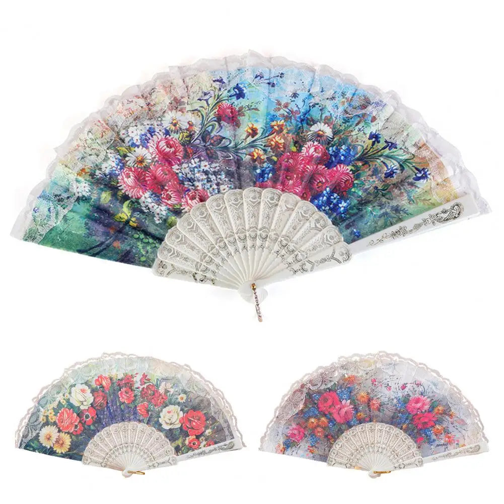 Vintage Lace Floral Folding Hand Fan – Wedding & Party